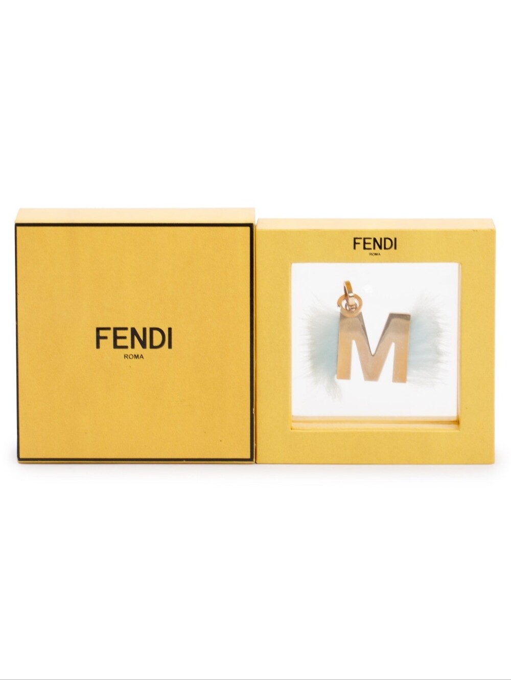 Authentic Fendi M with Blue Fur Key Chain